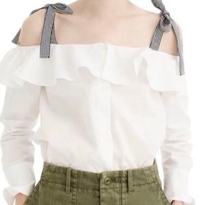 Jcrew off the shoulder ribbon tie top